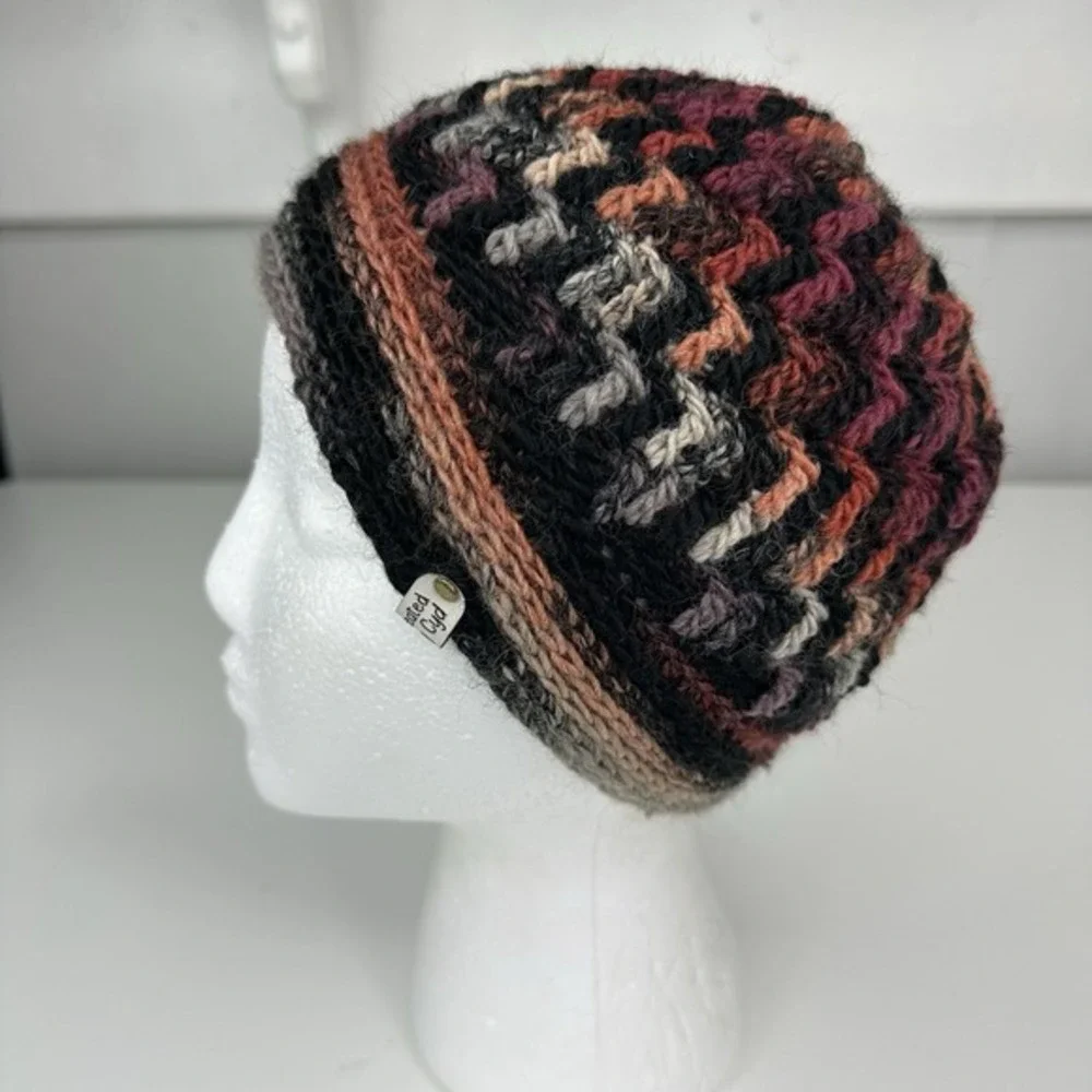 Created by Cyd Handmade Knit Beanie Alpaca Wool Chevron Zig Zag‎ Winter Hat NEW